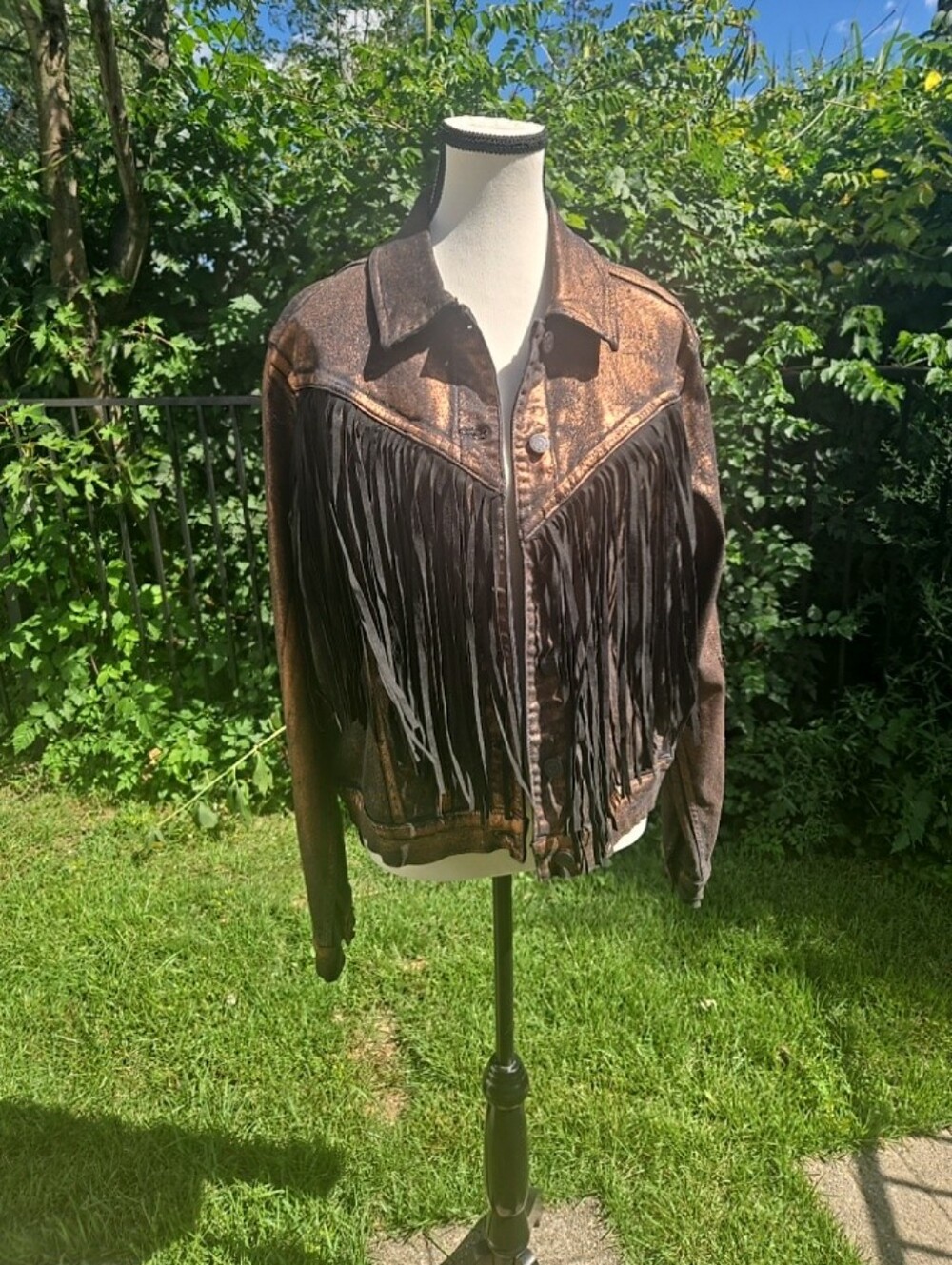 Idyllwind Fringed Metallic Brown Western Jacket Size Large New